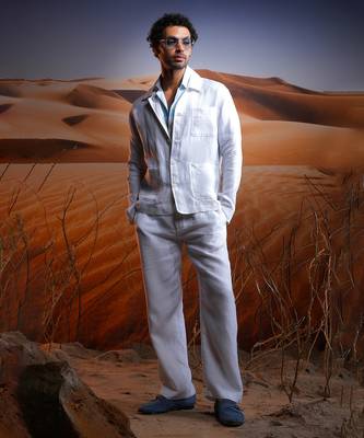 White herringbone linen coord set 2