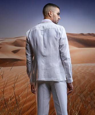 White linen safari suit 2