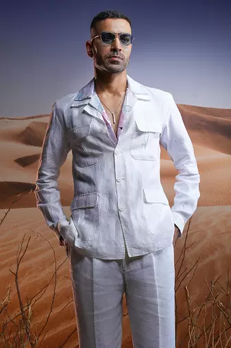 White linen safari suit