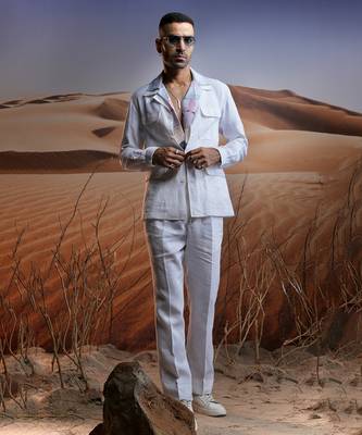 White linen safari suit 4