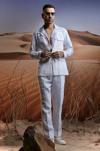 White linen safari suit