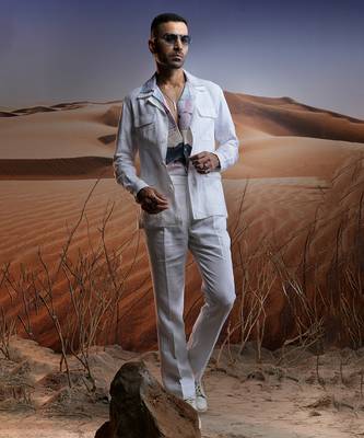 White linen safari suit 5