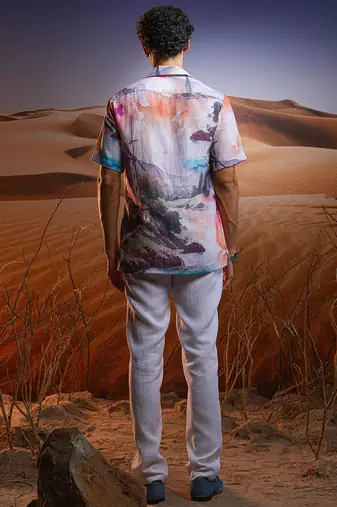 Portofino sunset linen cuban shirt