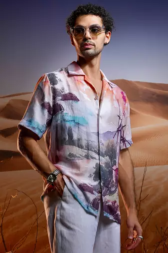Portofino sunset linen cuban shirt