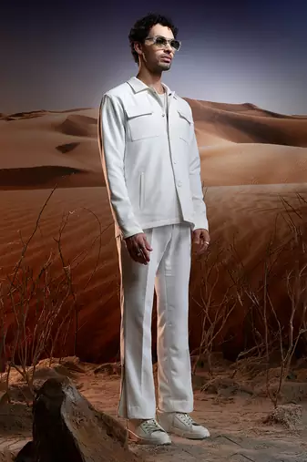 White banana crepe co-ord set
