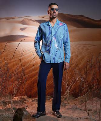 Serene tides hand-painted linen shirt 1