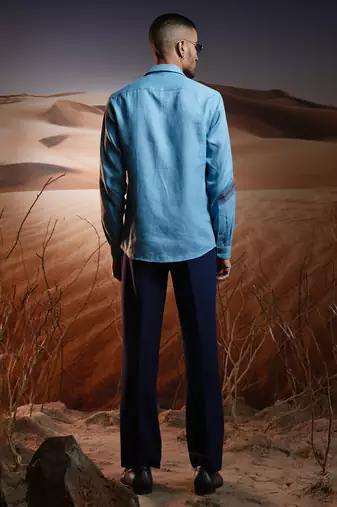 Serene tides hand-painted linen shirt