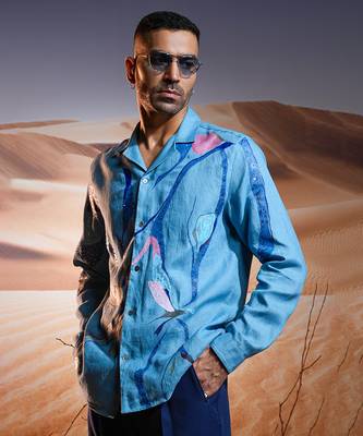 Serene tides hand-painted linen shirt 4