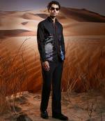 Obsidian black embroidered linen shirt