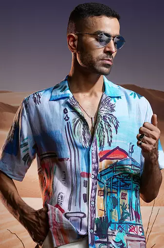Riviera escapade linen cuban shirt