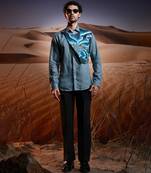 Northern waves hand-painted linen shirt