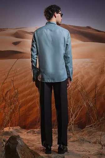 Northern waves hand-painted linen shirt