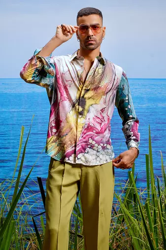 Crimson abyss habutai silk shirt
