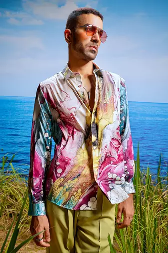 Crimson abyss habutai silk shirt
