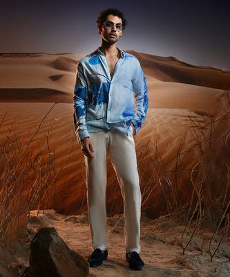 Twilight dunes hand-painted linen shirt 1