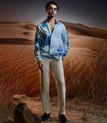 Twilight dunes hand-painted linen shirt