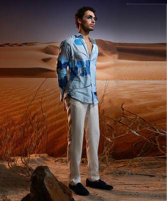 Twilight dunes hand-painted linen shirt 2