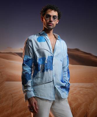 Twilight dunes hand-painted linen shirt 4