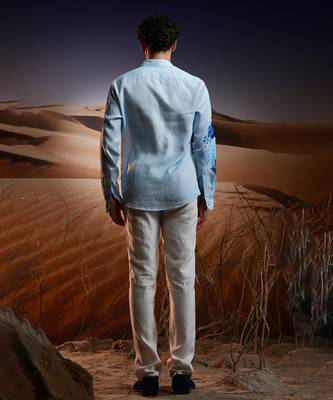 Twilight dunes hand-painted linen shirt 5