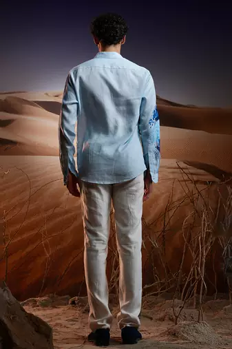 Twilight dunes hand-painted linen shirt