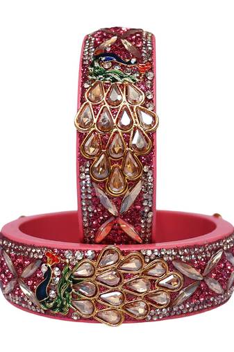 Premium jaipuri lac kada bangles set with latest peacock design