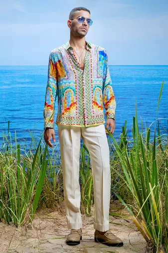 Palazzo arches habutai silk shirt