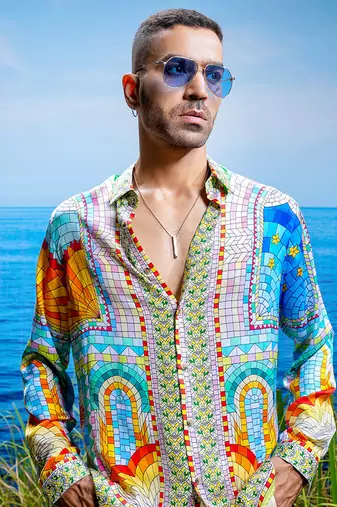 Palazzo arches habutai silk shirt