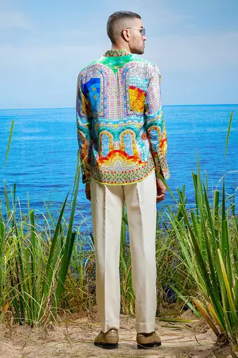 Palazzo arches habutai silk shirt