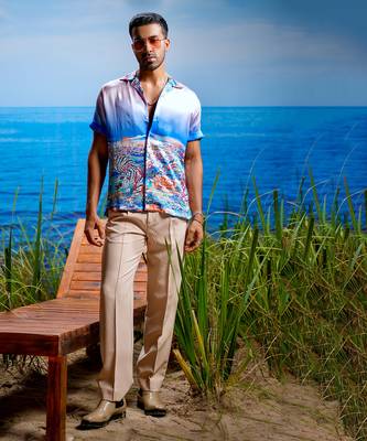 Aqua inferno habutai silk shirt 1