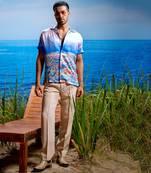 Aqua inferno habutai silk shirt