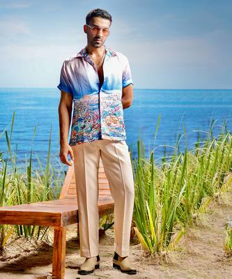 Aqua inferno habutai silk shirt 2