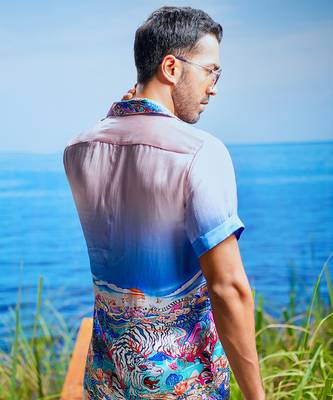 Aqua inferno habutai silk shirt 3