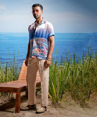 Aqua inferno habutai silk shirt 4