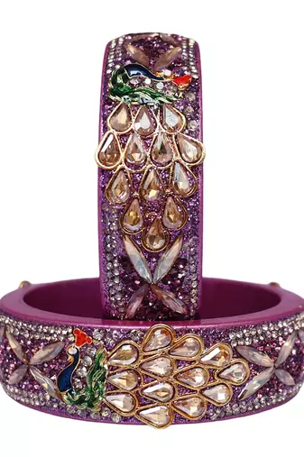 Premium jaipuri lac kada bangles set with latest peacock design
