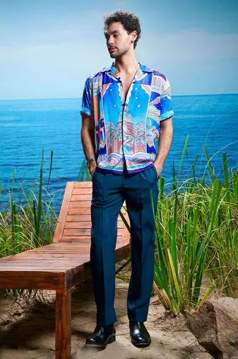 Mystic skyline habutai silk shirt