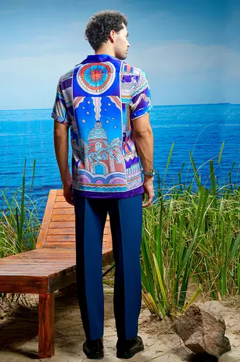 Mystic skyline habutai silk shirt
