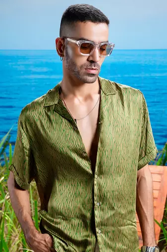 Jade zephyr habutai silk shirt