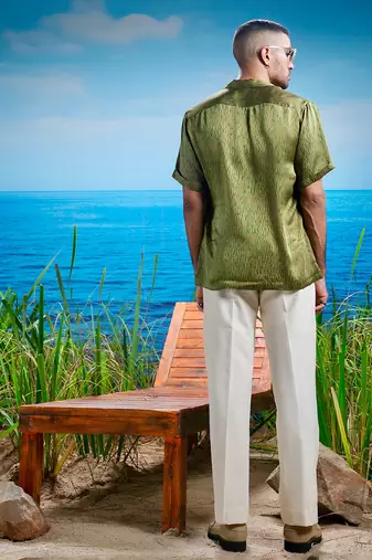 Jade zephyr habutai silk shirt