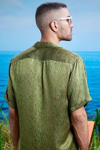 Jade zephyr habutai silk shirt