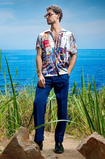 Metropolis horizon habutai silk shirt