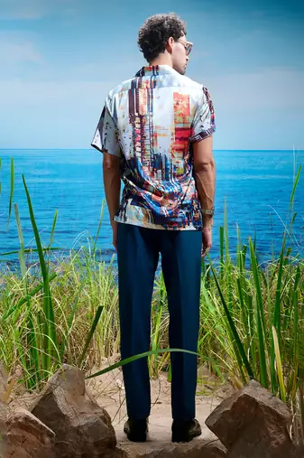 Metropolis horizon habutai silk shirt