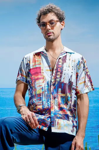 Metropolis horizon habutai silk shirt