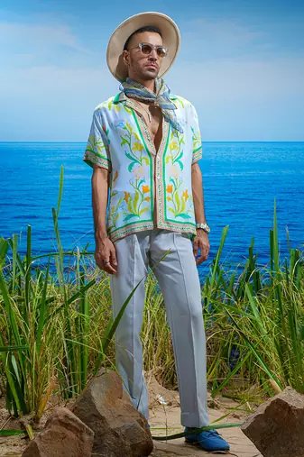 Arcadian meadow habutai silk shirt