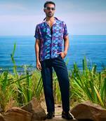 Sapphire illusion habutai silk shirt