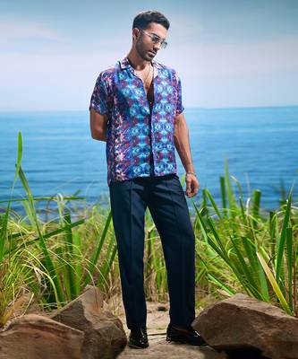 Sapphire illusion habutai silk shirt 3