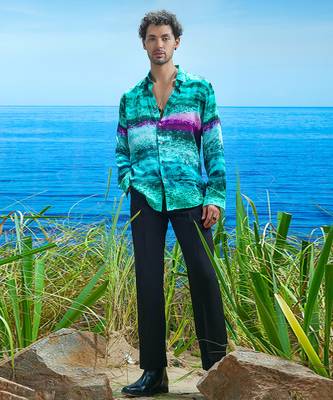 Emerald abyss habutai silk shirt 1