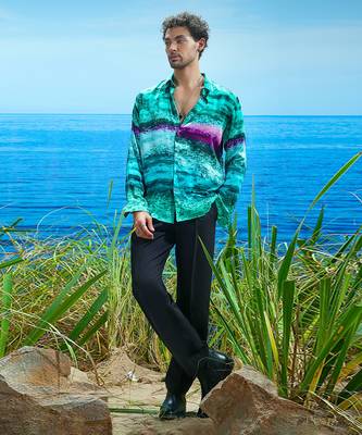 Emerald abyss habutai silk shirt 2