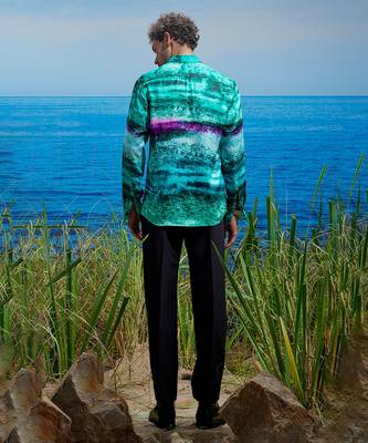Emerald abyss habutai silk shirt 3