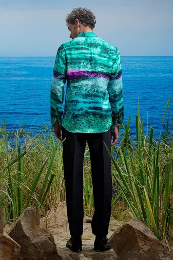 Emerald abyss habutai silk shirt