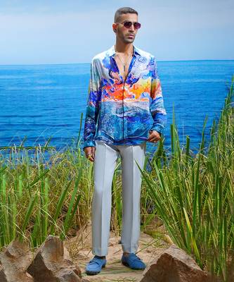 Cosmic wave habutai silk shirt 1